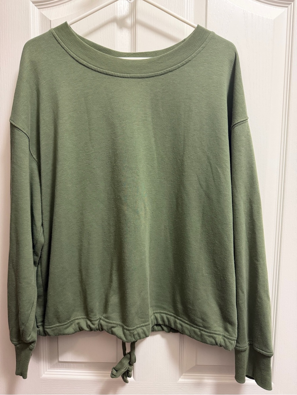 Women's Olive Green Drawstring Hem Pullover